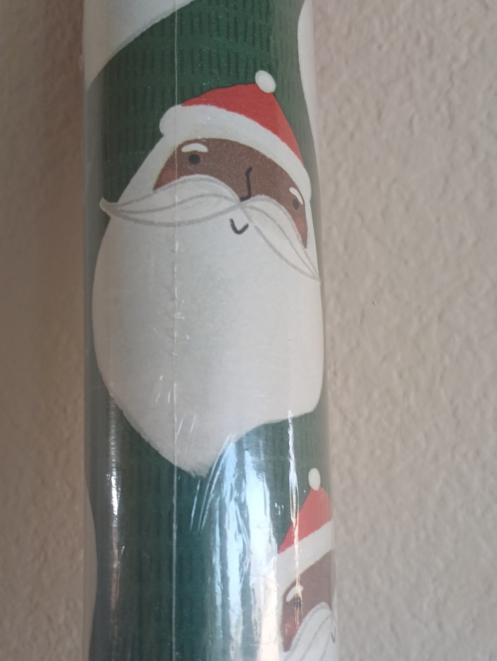 African American Santa Wrapping Paper Roll - Green & Red (NIP)